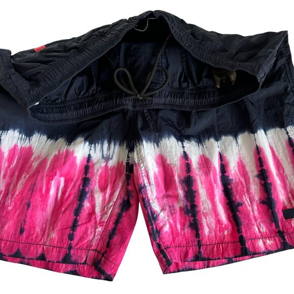 Scotch & Soda Men’s Navy Blue and Pink Tie Dye Nylon Swim Shorts Size Medium - Picture 7 of 9